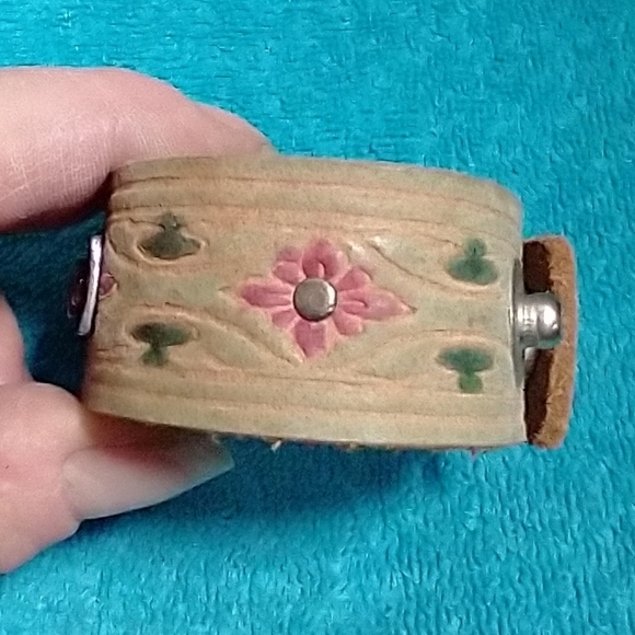 Handcrafted Leather Bracelet with Metal Accents - Picture 2 of 6